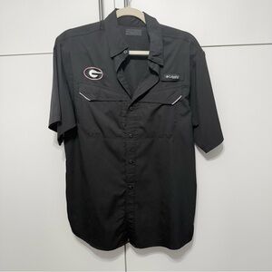 Columbia PFG Men's Black Short Sleeve Button Down Shirt UGA Small